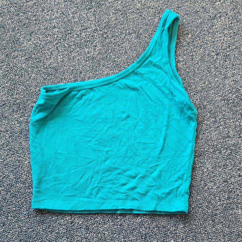 One-Shoulder Teal Top